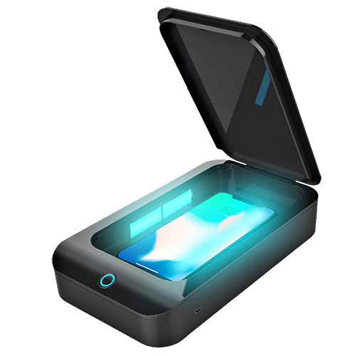 Budget Phone Sanitizing Rentals An open UV-C Phone Sanitizer