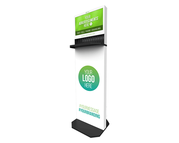 Event Engagement Rentals An upright, freestanding phone charging station