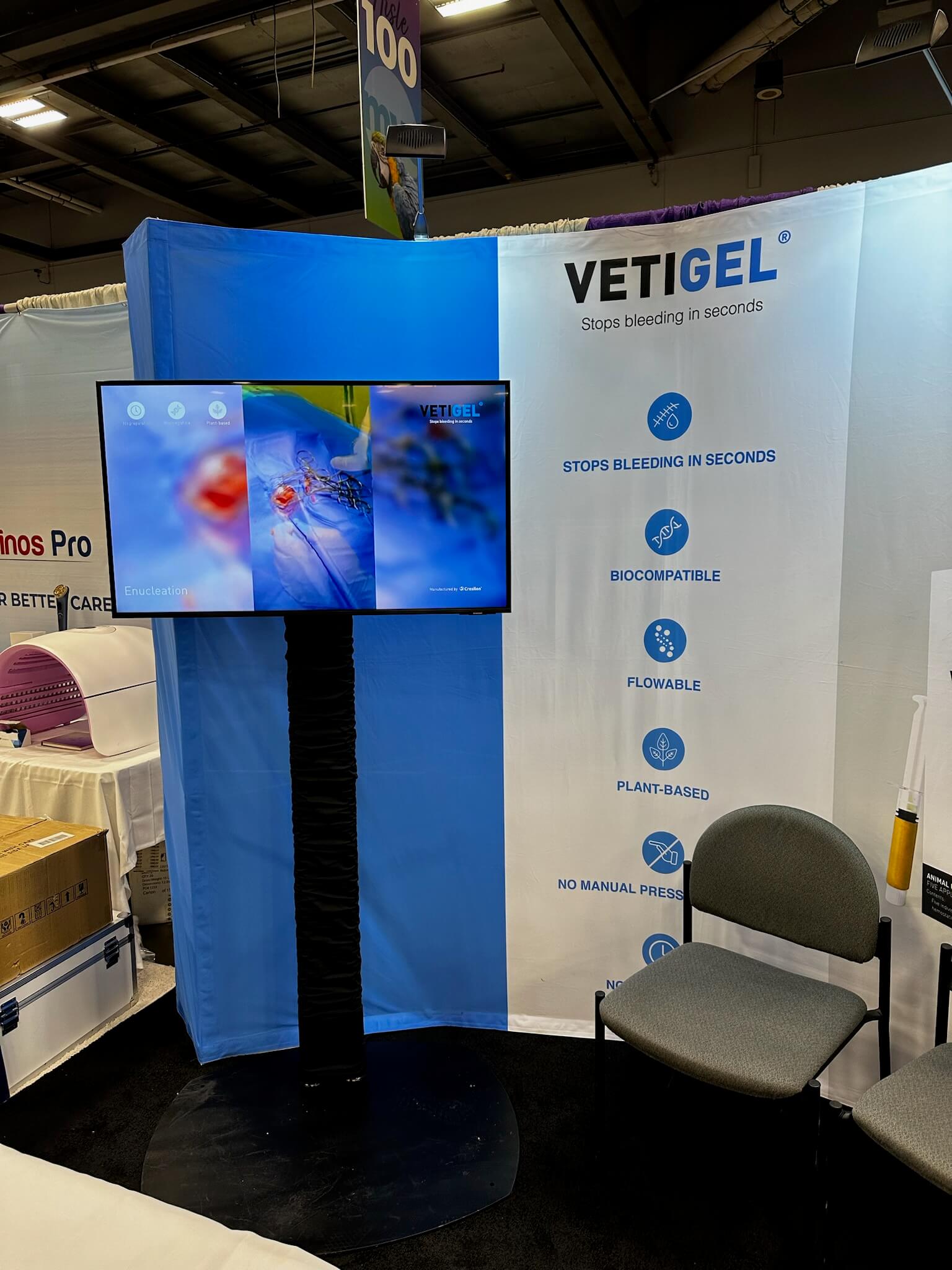 Get A Quote For Your Television Rental Needs A rental television on a pole stand at a trade show