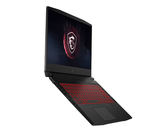 MSI GL66 Gaming Laptop Rentals An angled view of the MSI Pulse GL66 Gaming Laptop