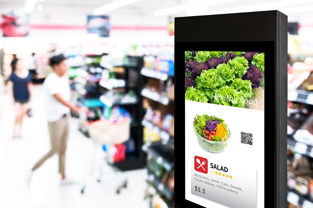 Signage Showing Products In Grocery Lane Digital Sign Rentals