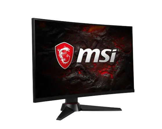 Get A Gaming Monitor Rental An MSi NXG251R Gaming Monitor, with the MSi logo displayed on the screen